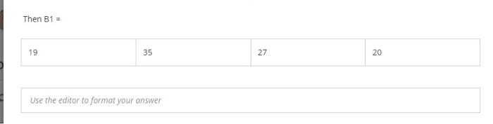 W1: a matrix of size 7x4 elements of type integer B1: a
