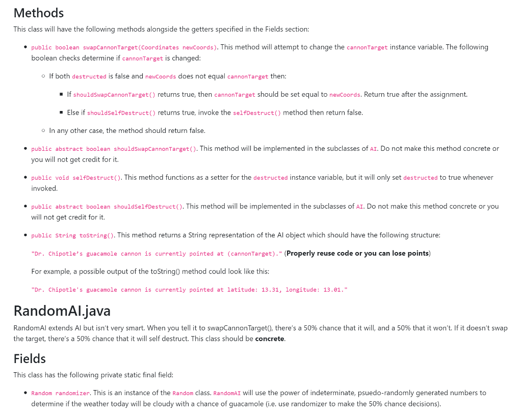 getter methods, abstract... Please help! CrimeSimulator https://cs1331.gitlab.io/fall2018/hw4/CrimeSimulator.java Solution Description Complete the Al,
