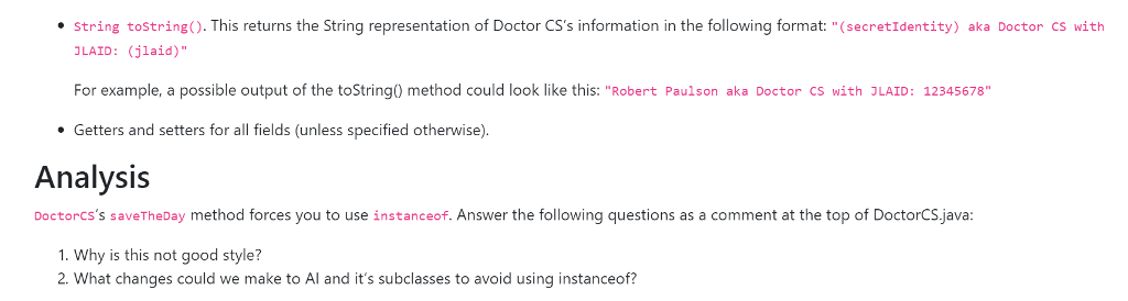 classes you write, Don't add any unneeded fields. Don't forget to answer