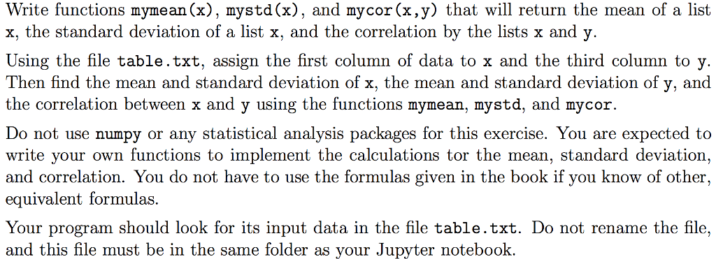 Python: Use table.txt, found in the web address below. Copy and