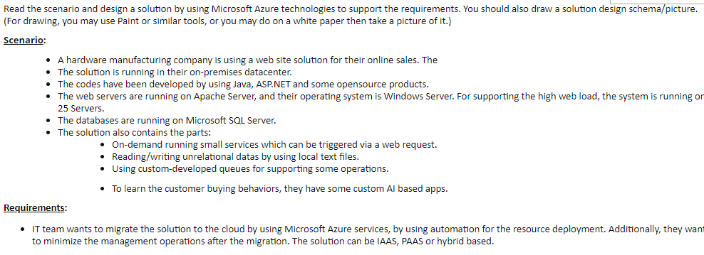  Read the scenario and design a solution by using Microsoft Azure