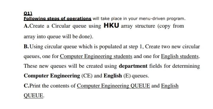 for Inserting and deletion operation for both a queue structure and a