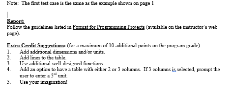 This programming project will allow the user to create a table of
