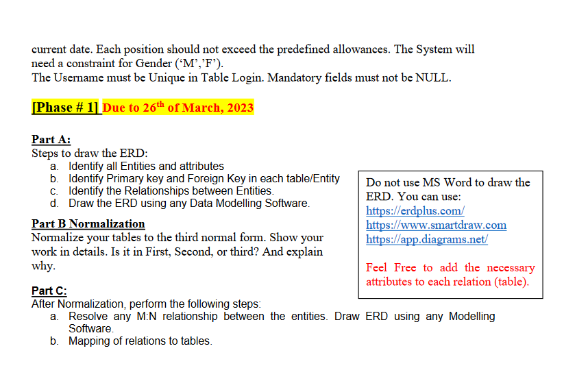 small recruiting firm that wishes to keep track of all the employees