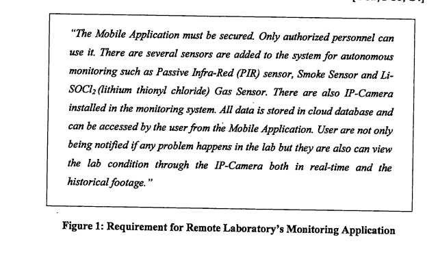 monitor a laboratory's safety remotely. The requirement for the App is stated