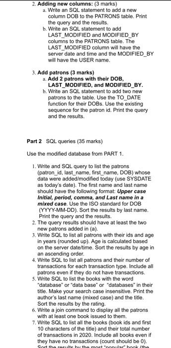 schema for maintaining the books issued to the patrons. books ( book_id