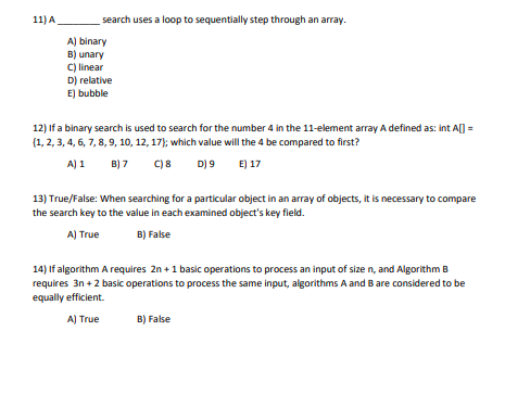 answer is 2 points. Using Linear Search and the array below, indicate