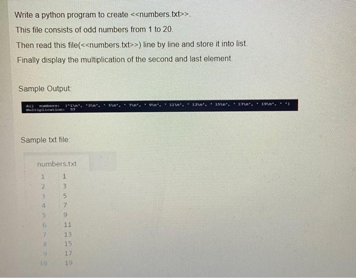 Write a python program to create >. This file consists of