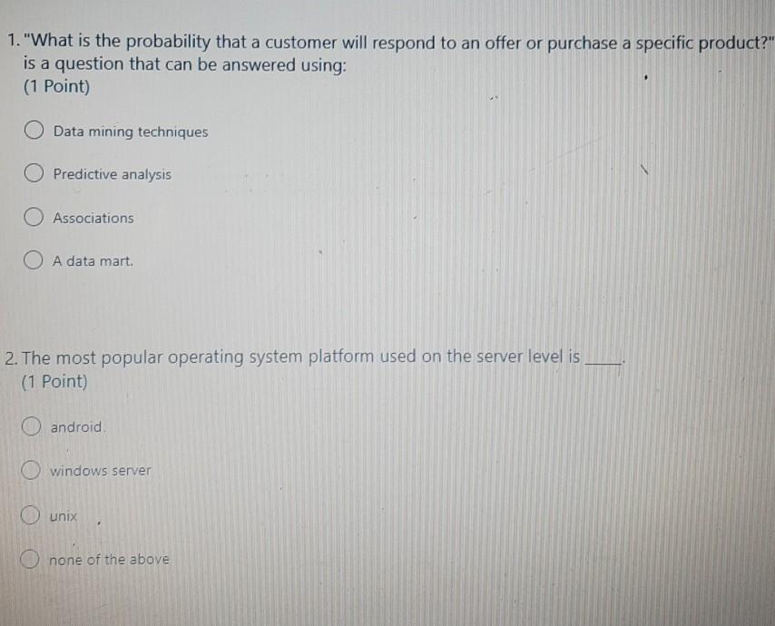  final answer 1. "What is the probability that a customer will