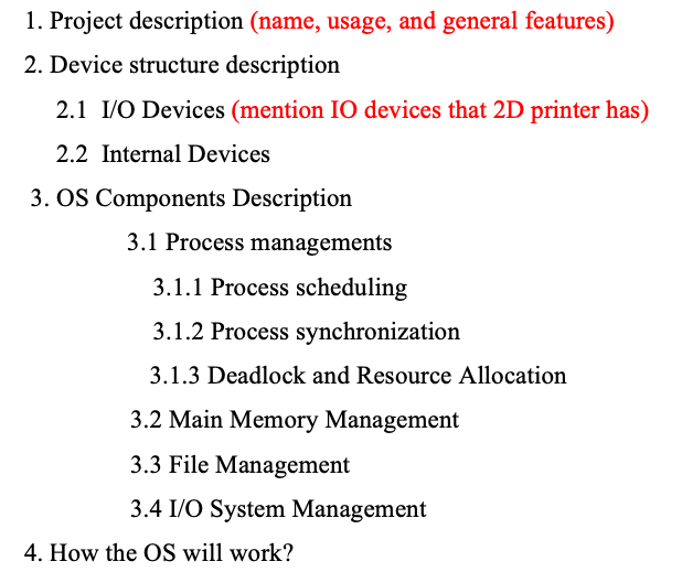 for a 2D printer device answer the following questions (answer each question