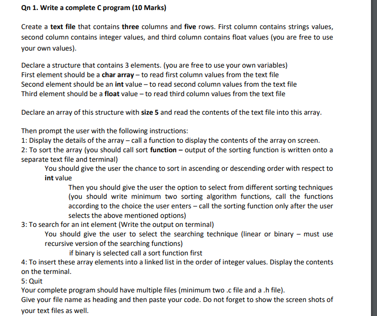 I needed c program and screenshot for this code. (every screenshots) Attach