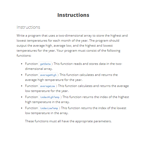 Please write a C++ program by Visual Studio. Instructions Instructions Write a