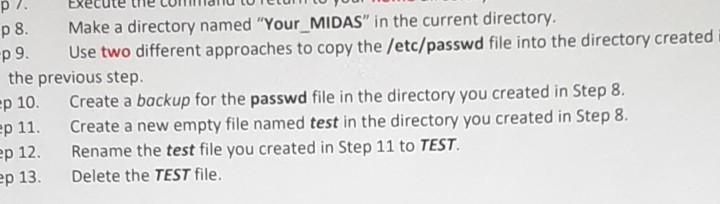  I need steps 9 through 13. p 8. Make a directory