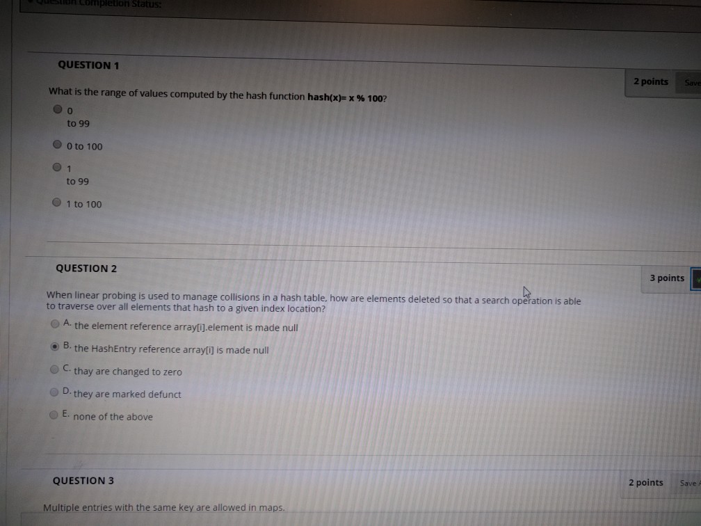 lun completion Status: QUESTION 1 2 points Save What is the