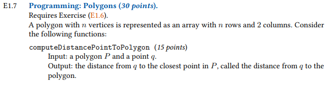 Using python: E1.7 Programming: Polygons (30 points). Requires Exercise (E1.6). A polygon