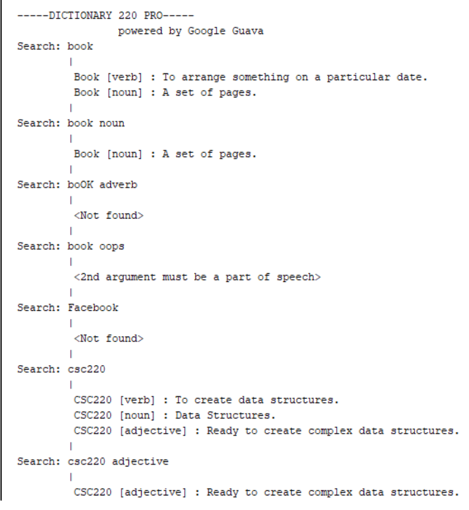 JAVA Please implement an interactive dictionary. Your dictionary takes input from users