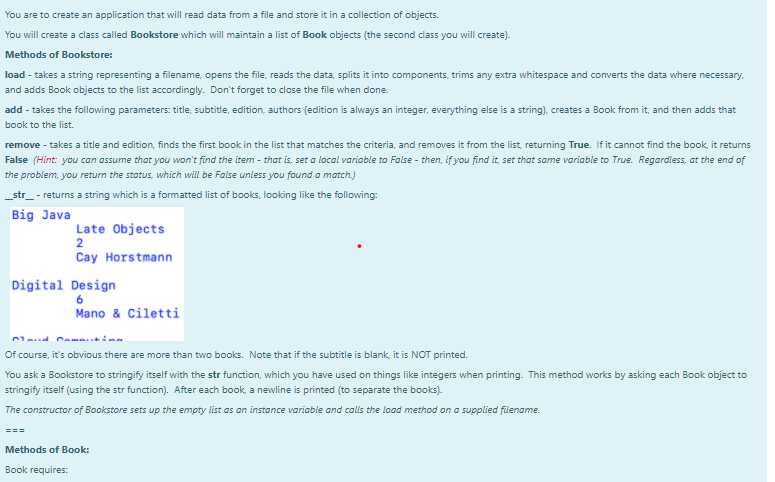 In Python, You are to create an application that will read data