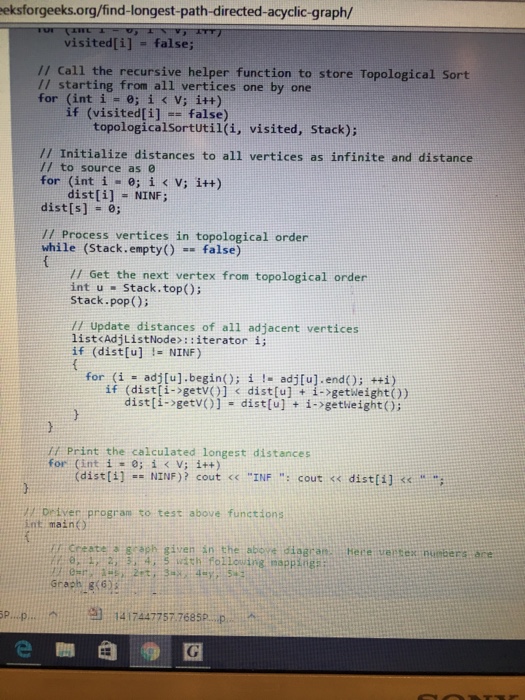 void topological Sortutil(int v, bool visited 1, public: Graph (int v) Constructor