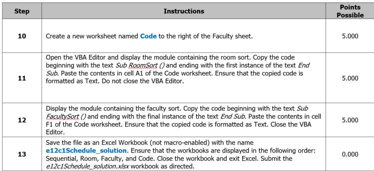 Having trouble with this portion in an Excel workbook. Points Possible Step