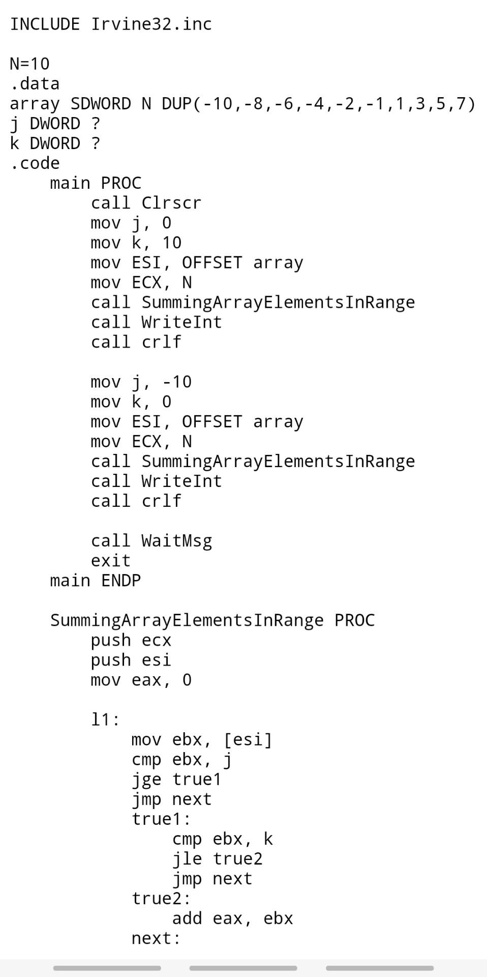 BE sumArrayAbove10 I will dislike if you copy the same answer I