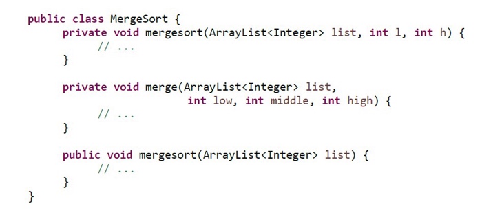  Merge sort in Java. How can I program this public class