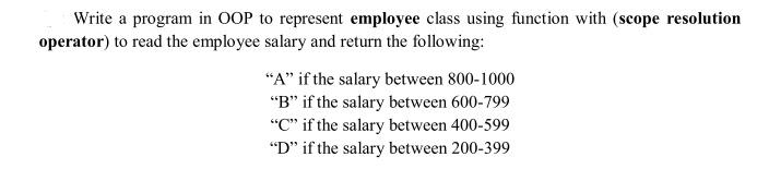 Write a program in OOP to represent employee class using function