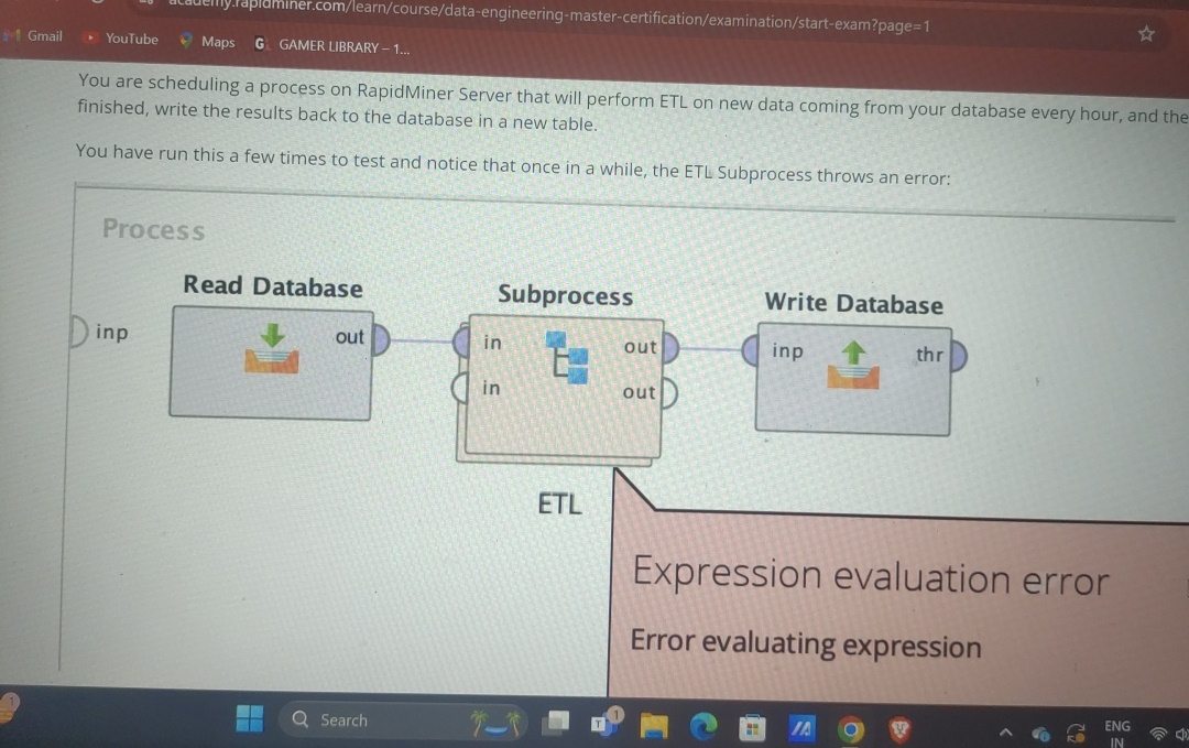  You are scheduling a process on RapidMiner Server that will perform