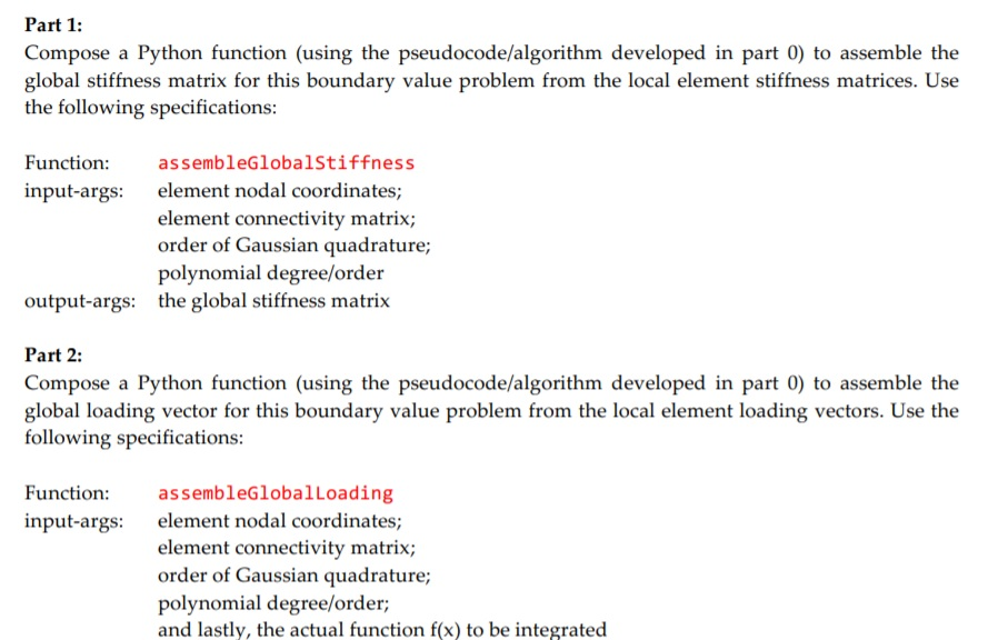 Python Code for Global Stiffness Matrix Part 1: Compose a Python function