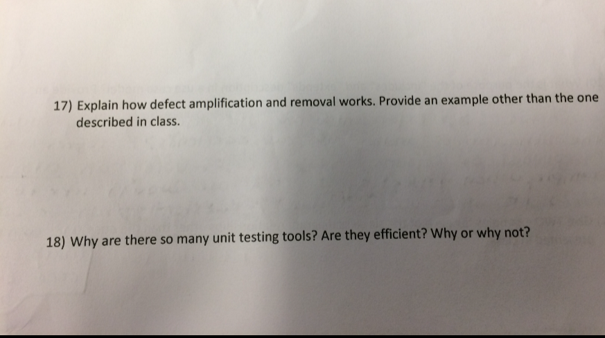  Explain how defect amplification and removal works. Provide an example other