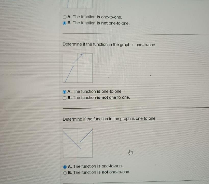 is not one-to-one. Determine if the function in the graph is one-to-one.