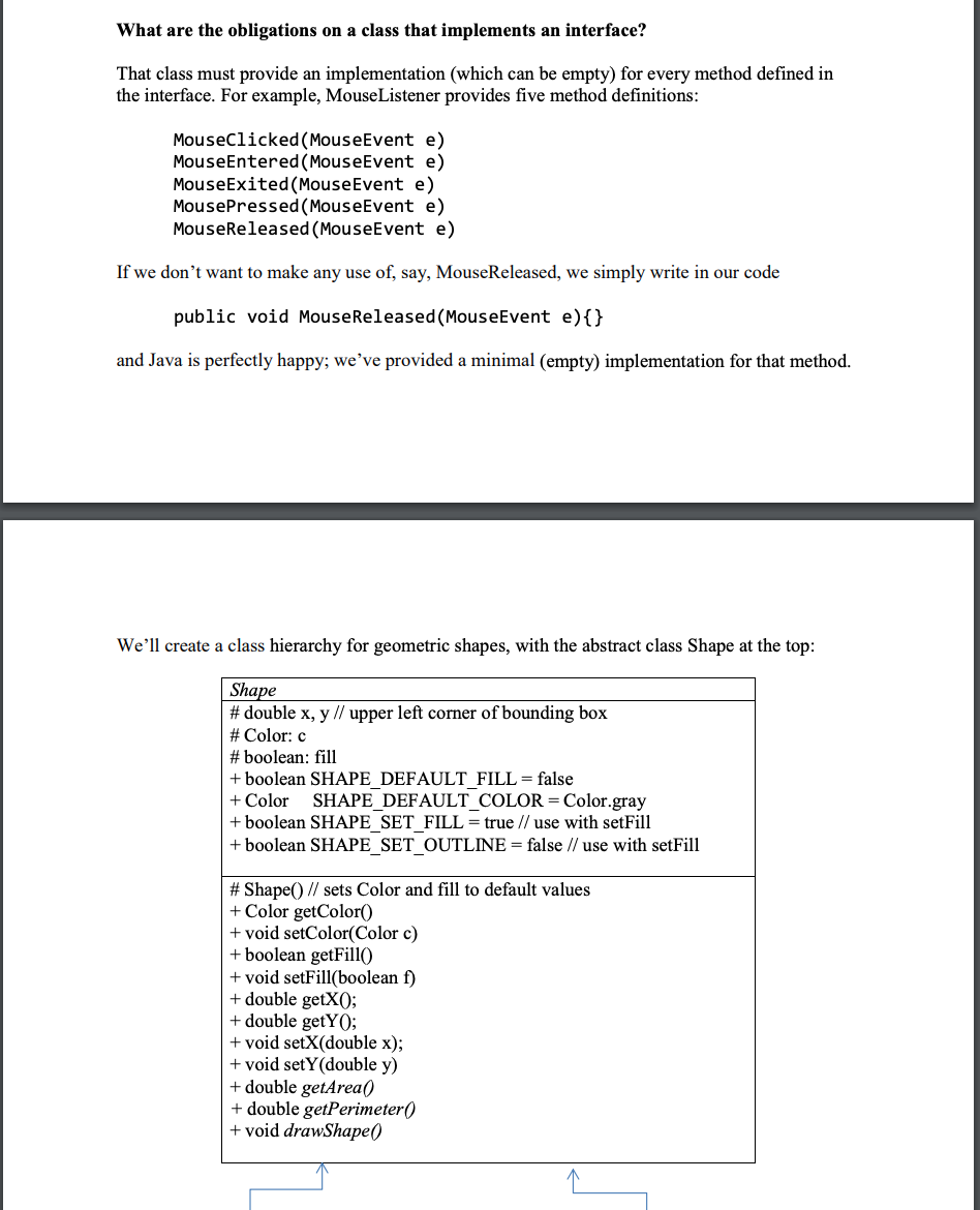 This is for Java Advanced What are the obligations on a class