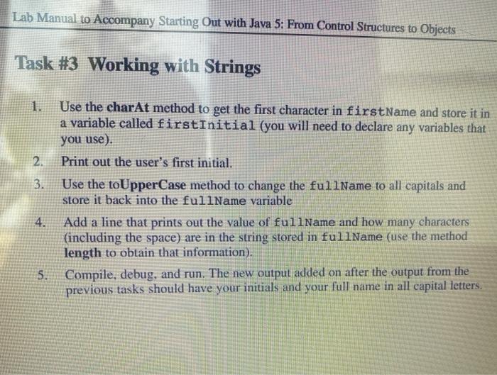 JAVA Lab Manual to Accompany Starting out with Java 5: From Control