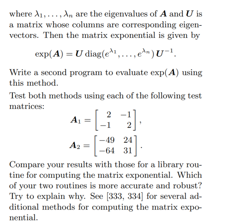 of an n x n matrix A is defined by the infinite