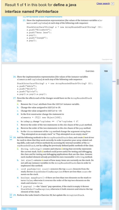  In Java # 28 a-c Show the implementation representation (the values
