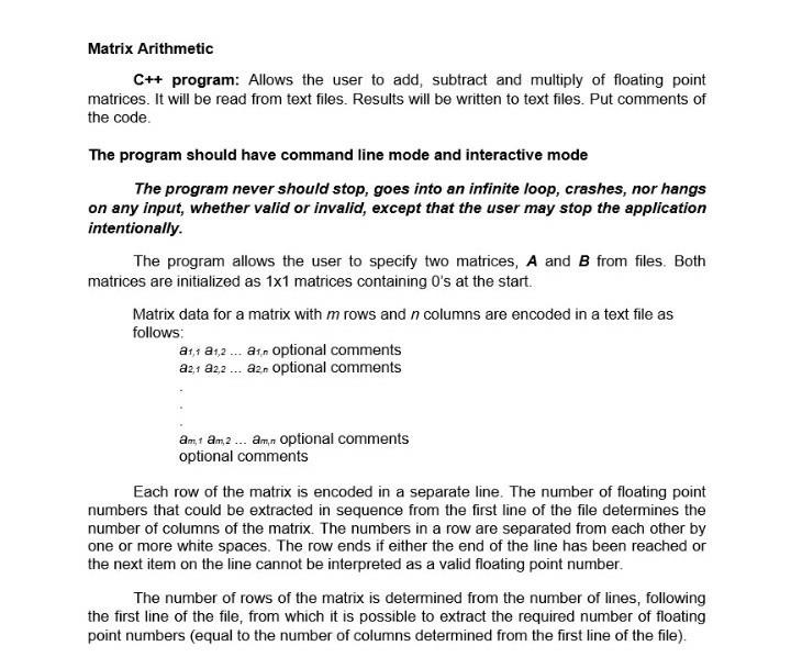 HELP URGENT PLEASE!!! Matrix Arithmetic C++ program: Allows the user to add,