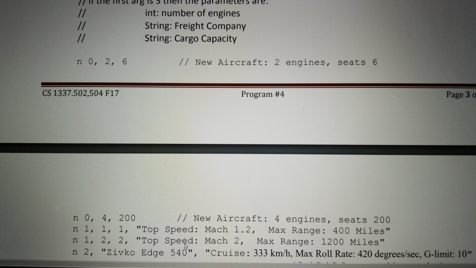 at least some of the field values used for an aircraft. You