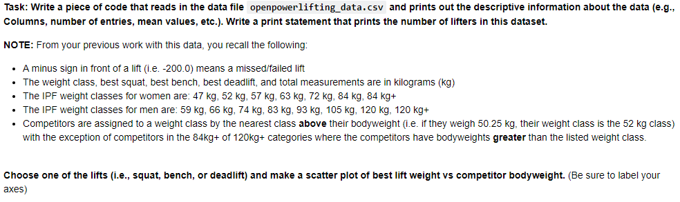  Task: Write a piece of code that reads in the data