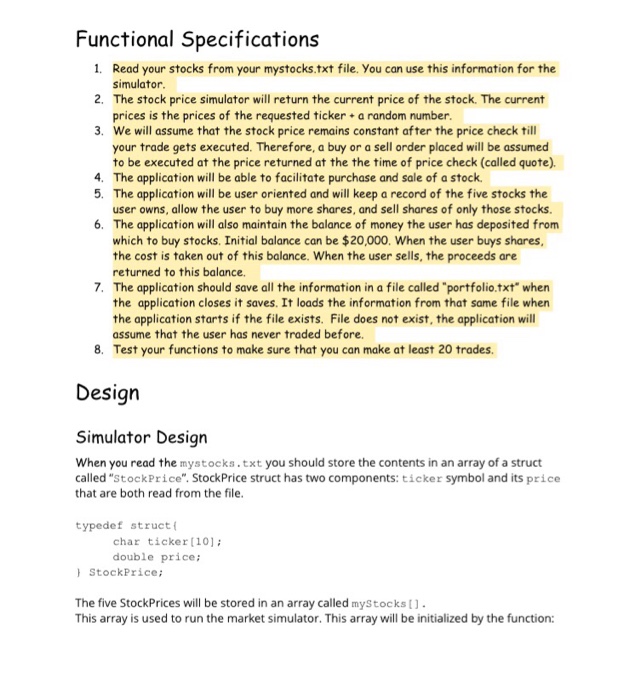 You will simulate a trading application. There will be two components: A