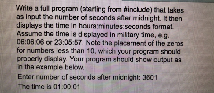  C++ program. Write a full program (starting from #include) that takes