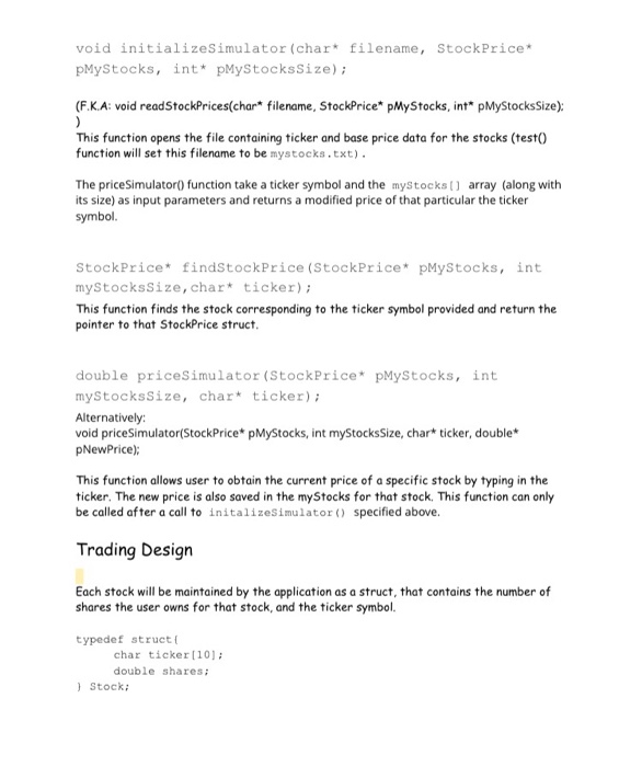 simulation for the stock market, and a facility that will allow you