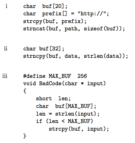 Identify and explain the buffer-overflow or integer-overflow vulnerabilities in the following C