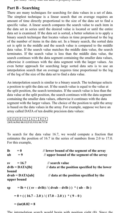 add necessary comments! Sorting and Searching Part A Sorting In the first