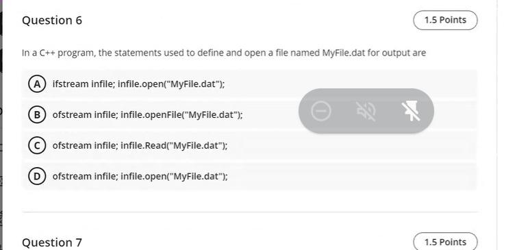  Question 6 1.5 Points in a C++ program, the statements used