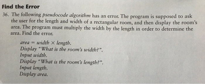  Find the Error The following pseudocode algorithm has an error. The