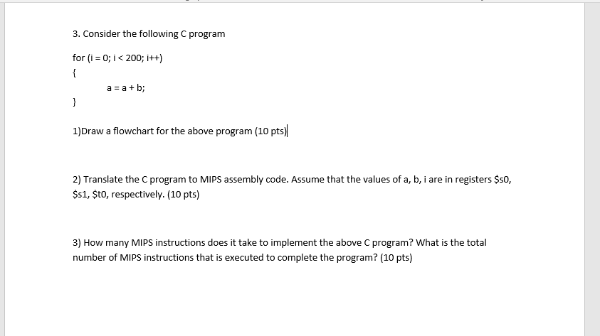 3. Consider the following C program for (i = 0; i