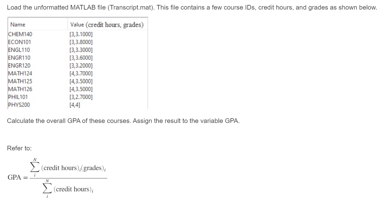  Load the unformatted MATLAB file (Transcript.mat). This file contains a few