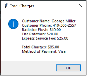 user to input their personal information (name and phone) and select different