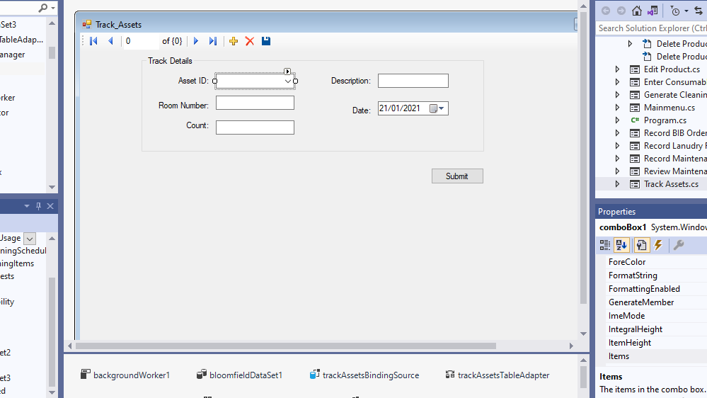  please write the programming code for this window form in visual