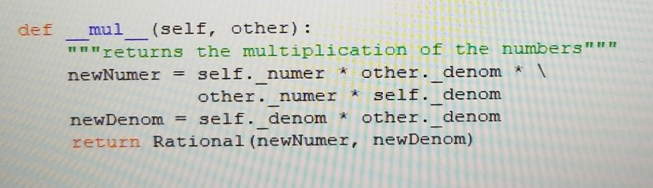 Modify the Rational class to include a method that overloads the *"operator