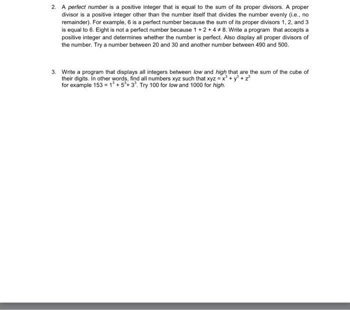  A perfect number is a positive integer that is equal to